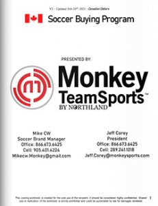 MonkeySports Team Sales Soccer Catalog Cover Canada